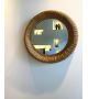 Miroir rond en rotin