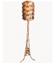 Lampadaire tripode en bambou et rotin