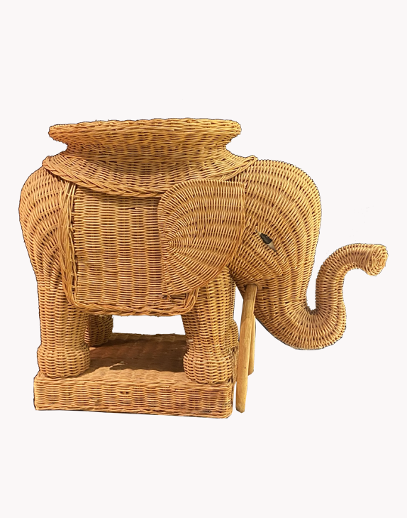 Table basse éléphant en rotin