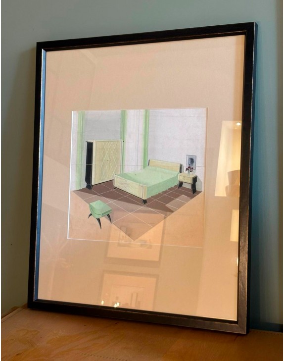 Gouache d'agence d’architecture des années 40