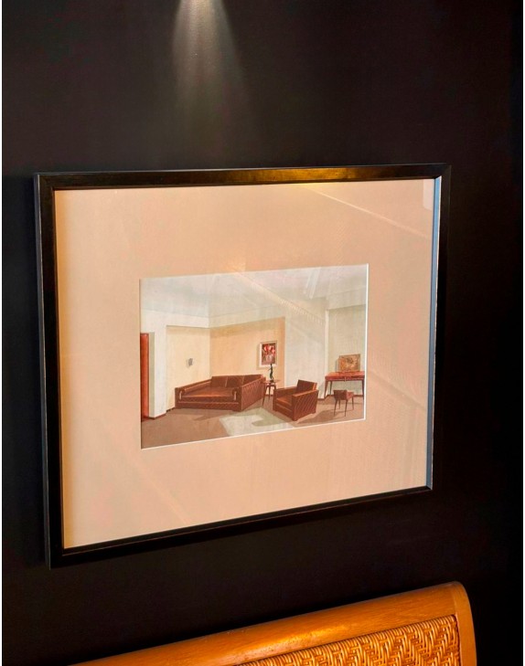 Gouache d'agence d’architecture des années 40