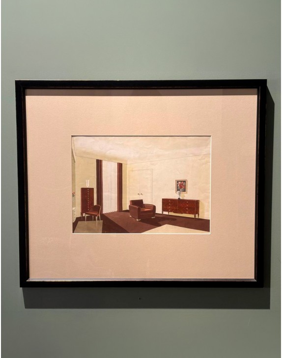 Gouache d'agence d’architecture des années 40